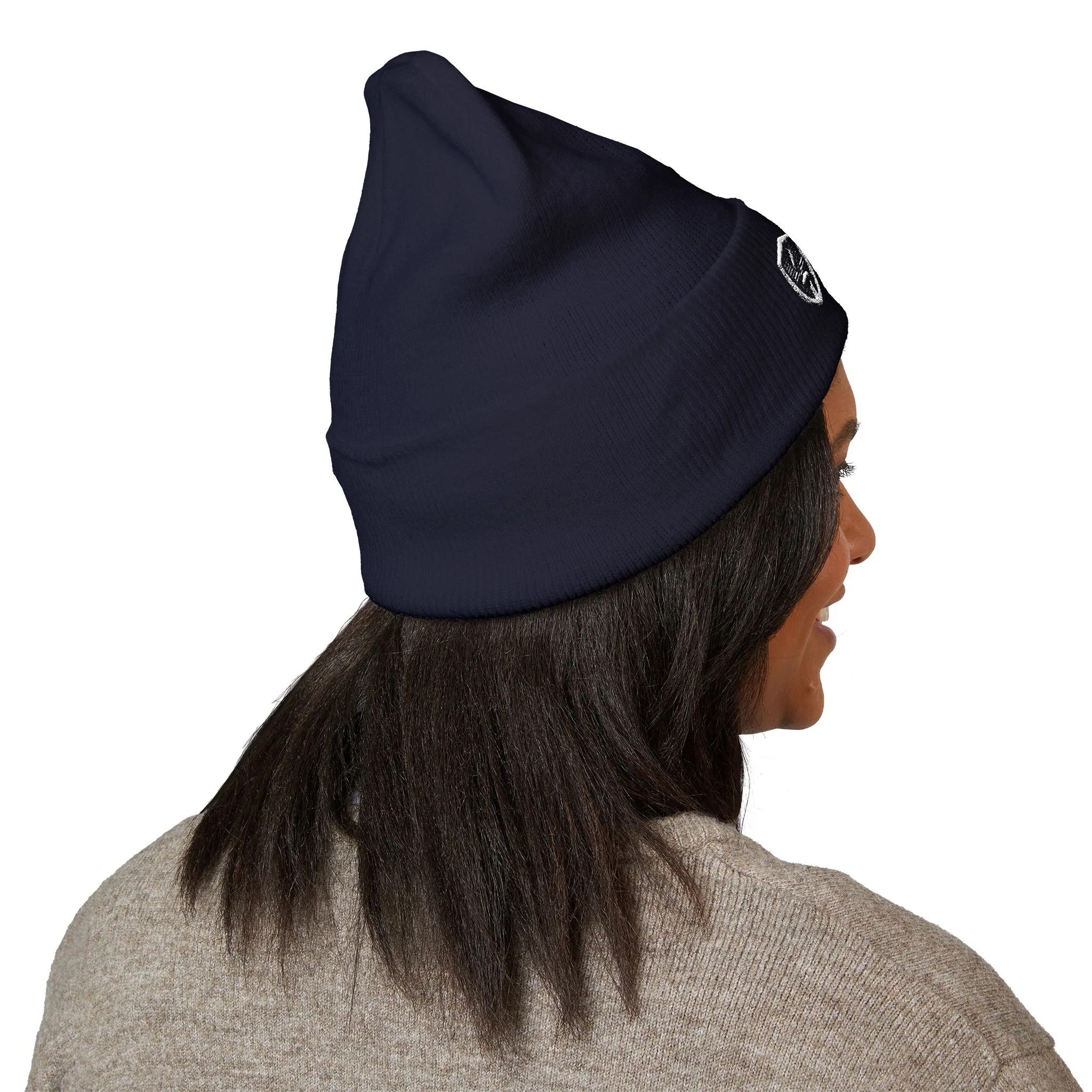 Talley & Twine Embroidered Cuffed Beanie — Classic Black Knit Hat - Image 16