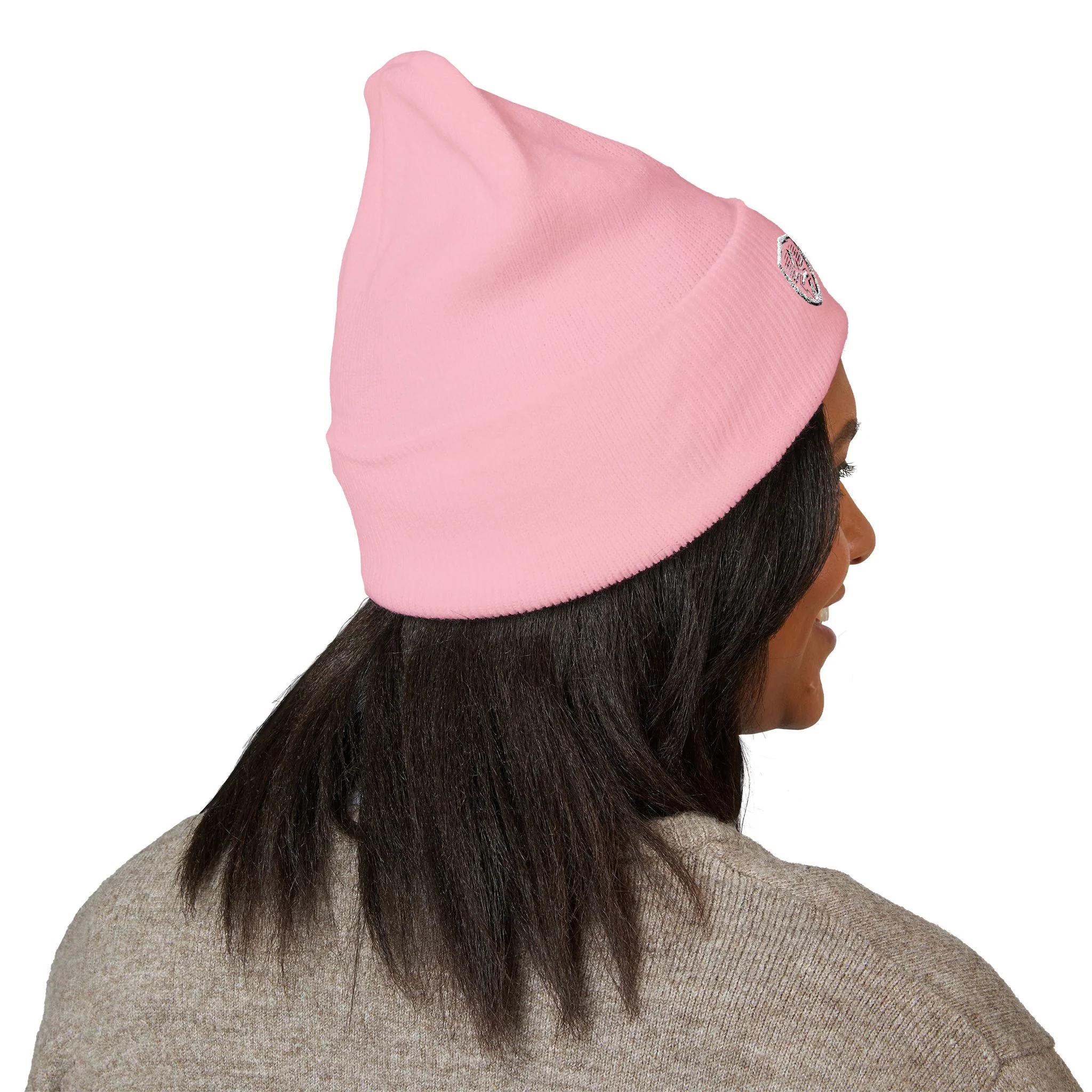 Talley & Twine Embroidered Cuffed Beanie — Classic Black Knit Hat - Image 19