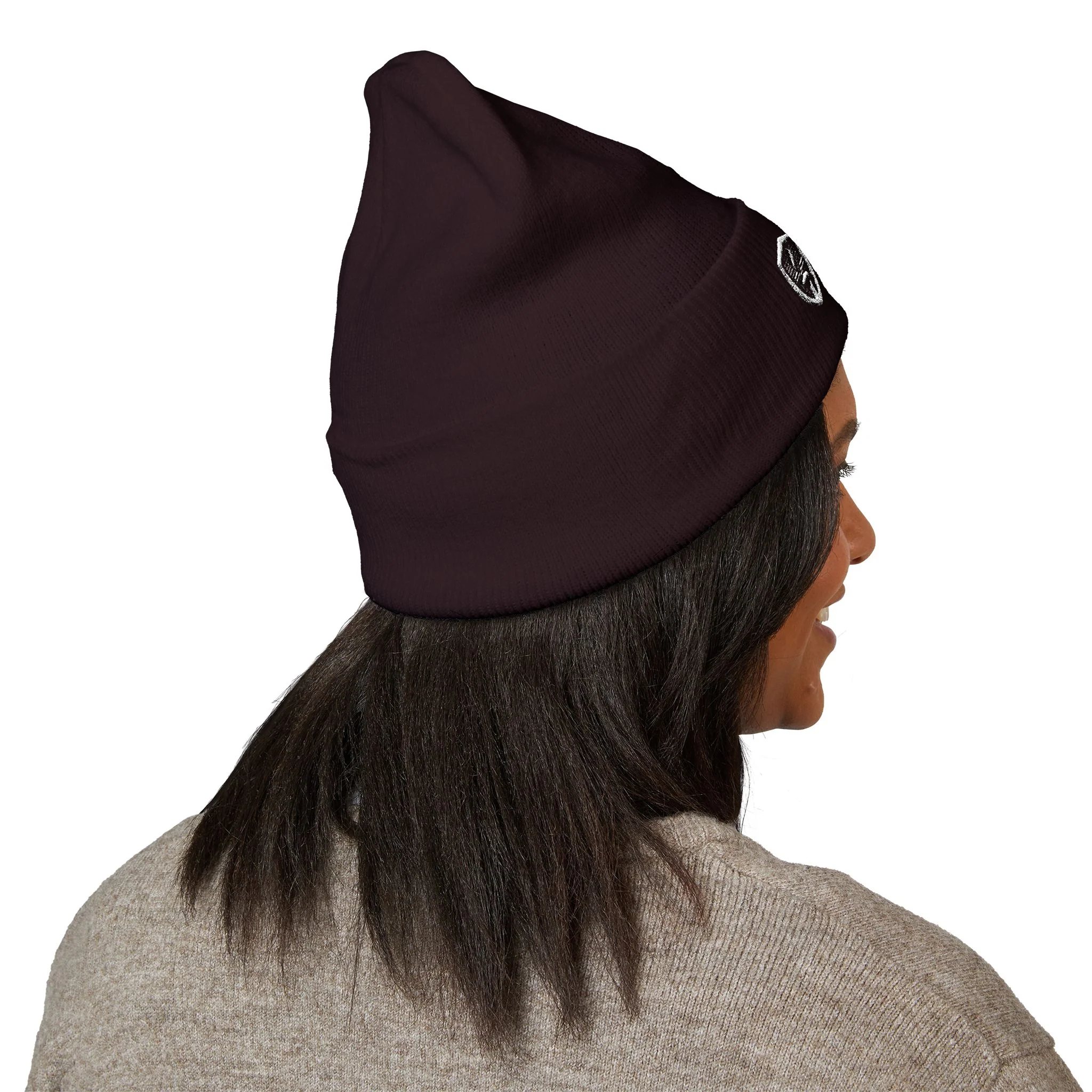 Talley & Twine Embroidered Cuffed Beanie — Classic Black Knit Hat - Image 25