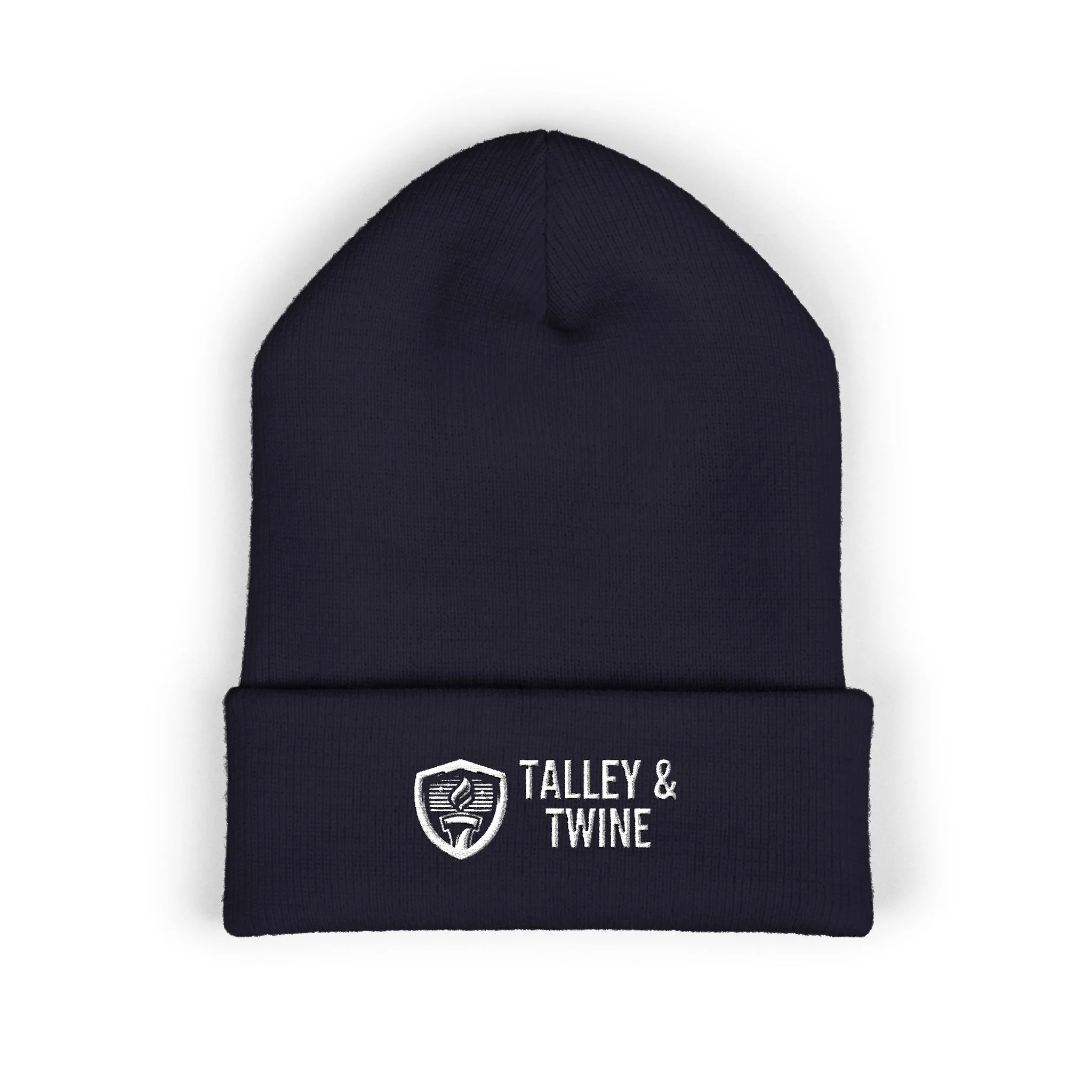 Talley & Twine Embroidered Cuffed Beanie — Classic Black Knit Hat - Image 4