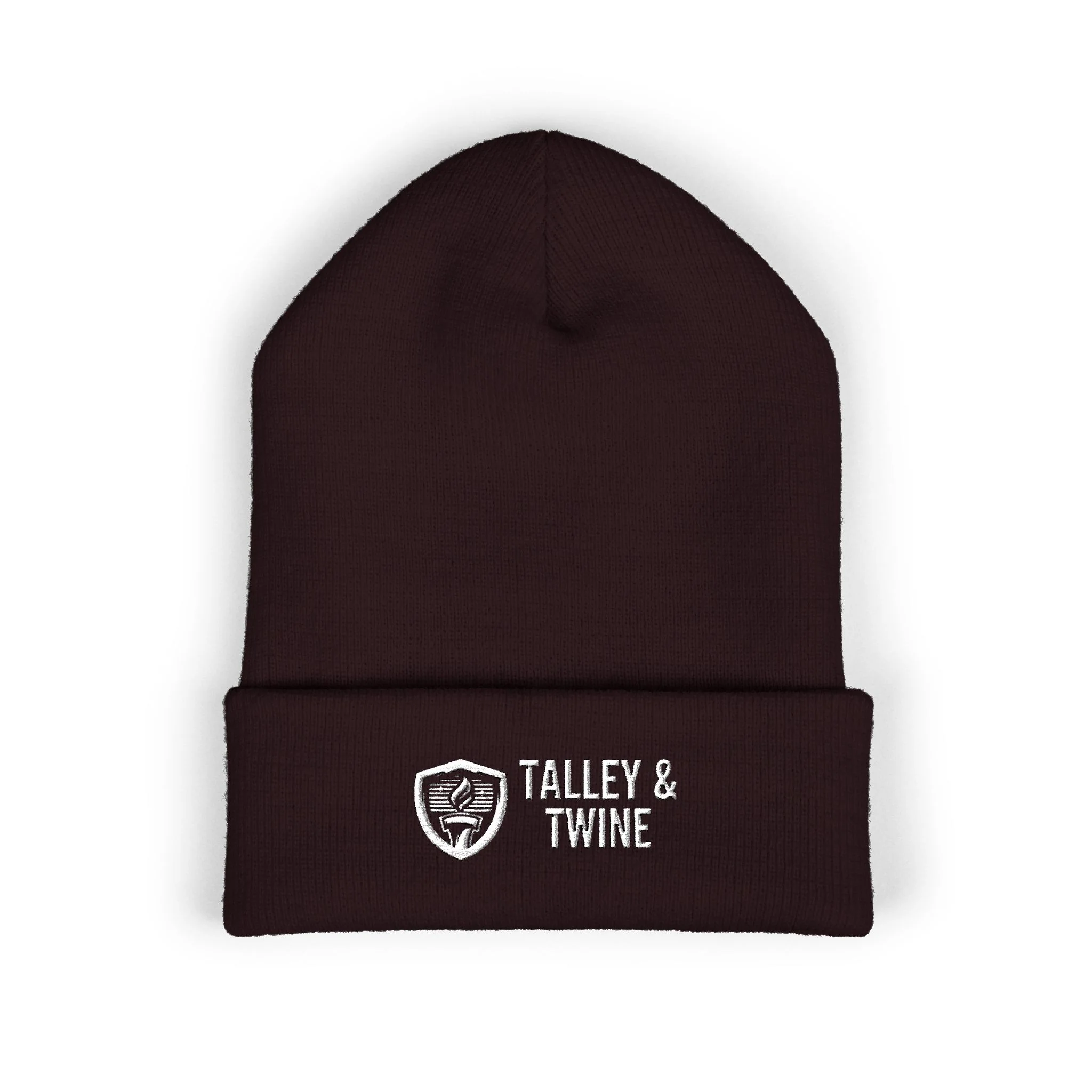 Talley & Twine Embroidered Cuffed Beanie — Classic Black Knit Hat - Image 7