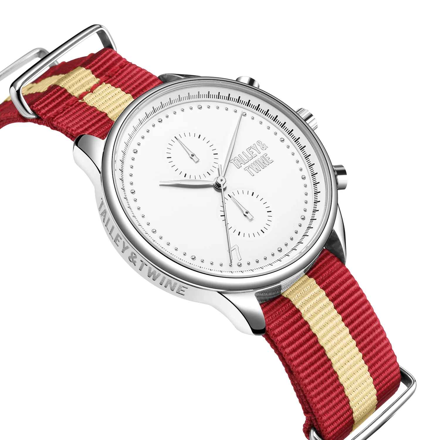 White & Silver - Red & Cream Canvas Band - Image 2